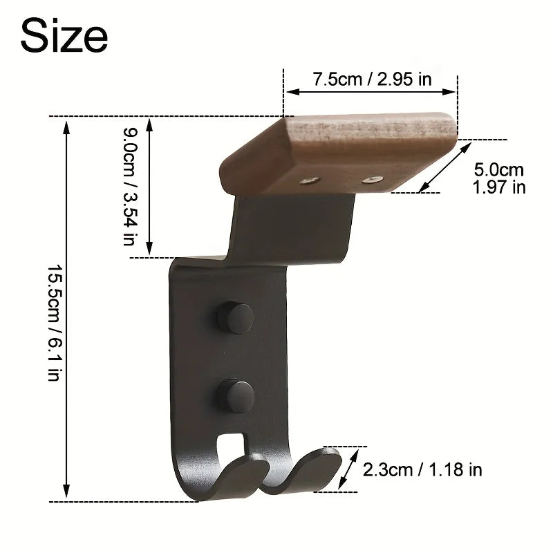Motorcycle Helmet Wall Mount Holder Solid Wood & Steel Helmet Hanger