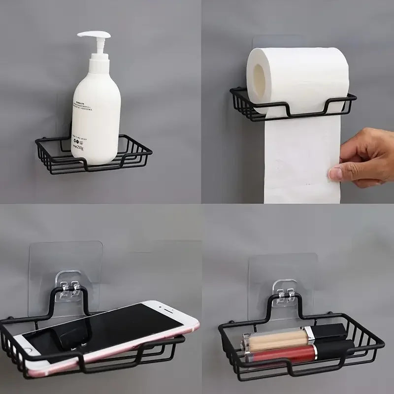 Stainless Steel Wall-Mounted Soap Dish with Drain Holes - No Drill Bathroom Decor