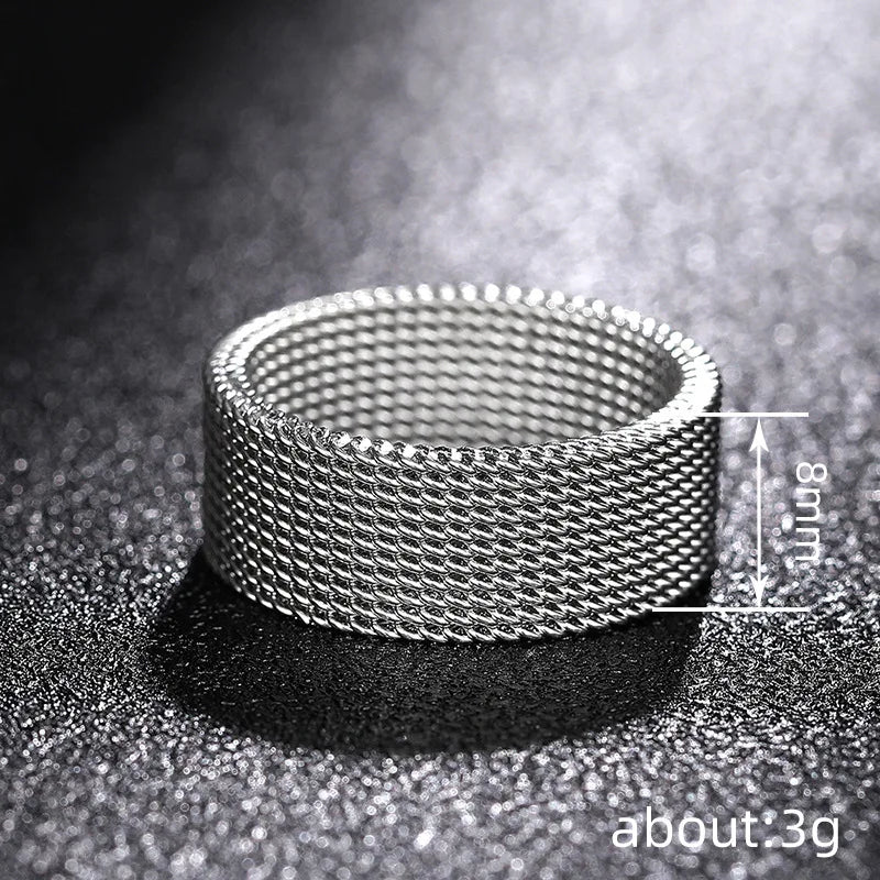 Luxury Titanium Couple Ring Mesh Jewelry for Men Women Wedding Gift