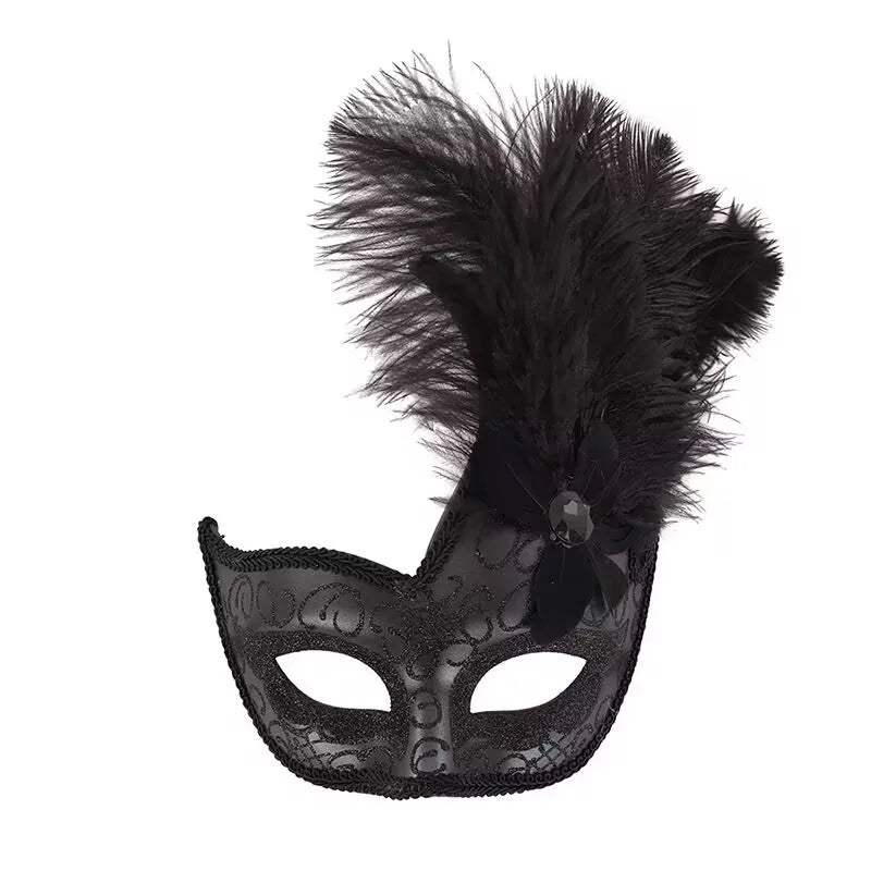 Venetian Princess Feather Mask for Masquerade Ball Costume - Women Party Accessory