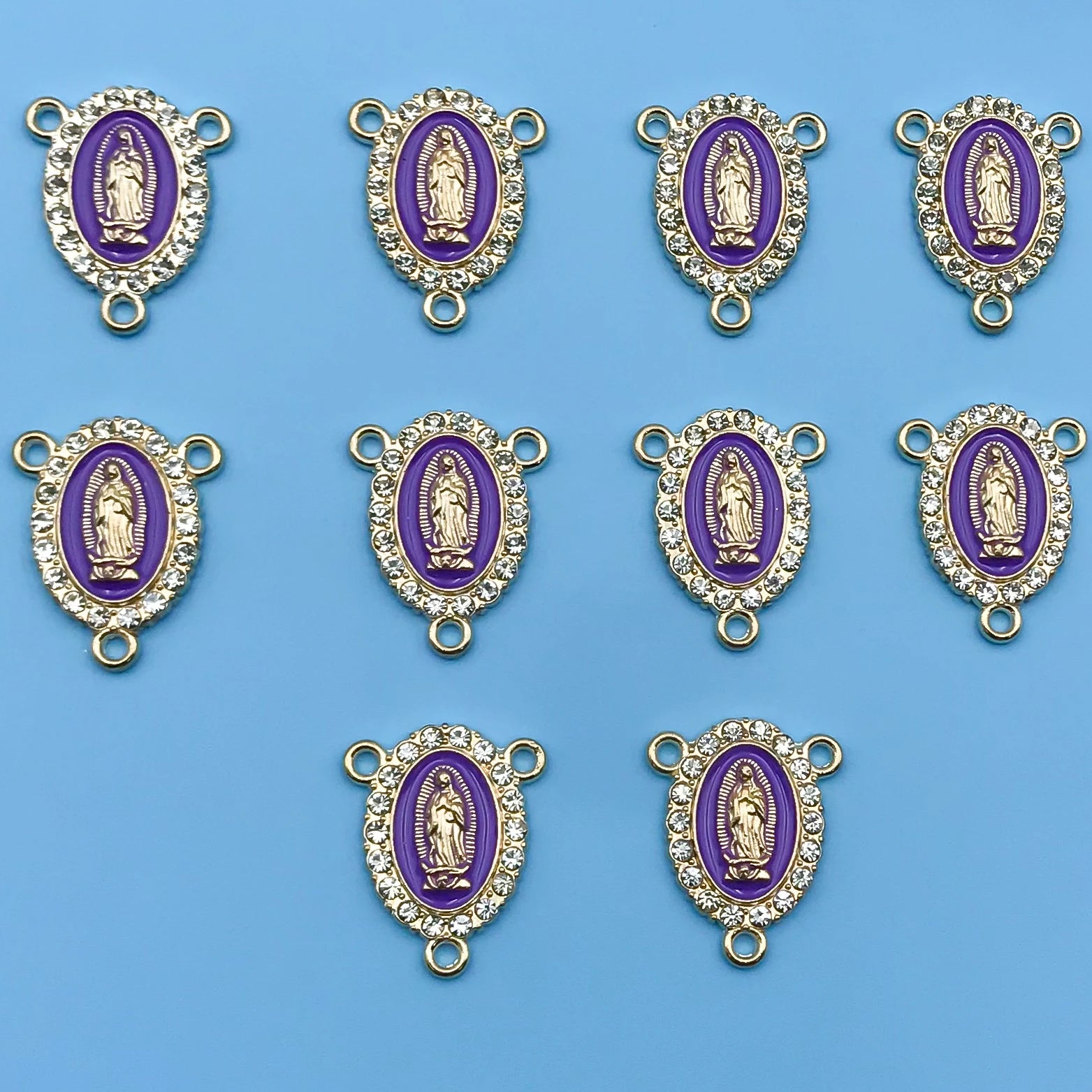 10/12Pcs Rhinestones Enamel Virgin Mary Charms for Jewelry Making Findings & Crafting