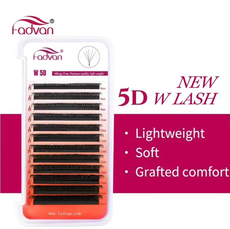 Lightweight 5D W-Shaped Faux Mink Eyelash Extensions - Premade Volume Fans