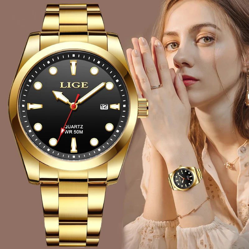 Women’s Waterproof Quartz Watch with Stainless Steel Band - Casual Sport Luminous Timepiece
