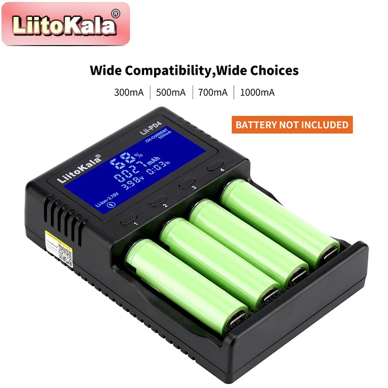 Fast Charging Multi-Bay Battery Charger for LiFePO4, 18650, AA, AAA, LCD Display
