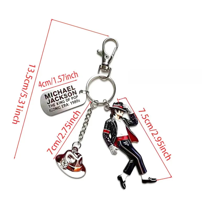 Michael Jackson Elvis Presley Dance King Keychain - Fashionable Singer Pendant