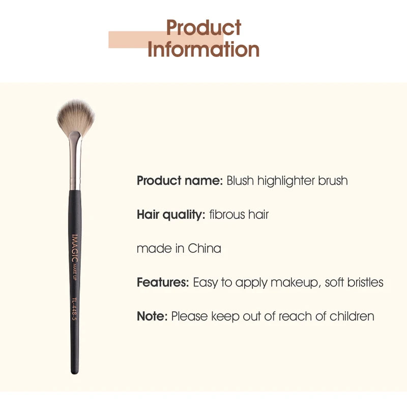 Highlighting Blush Brush - Professional Facial Makeup Tool, Black