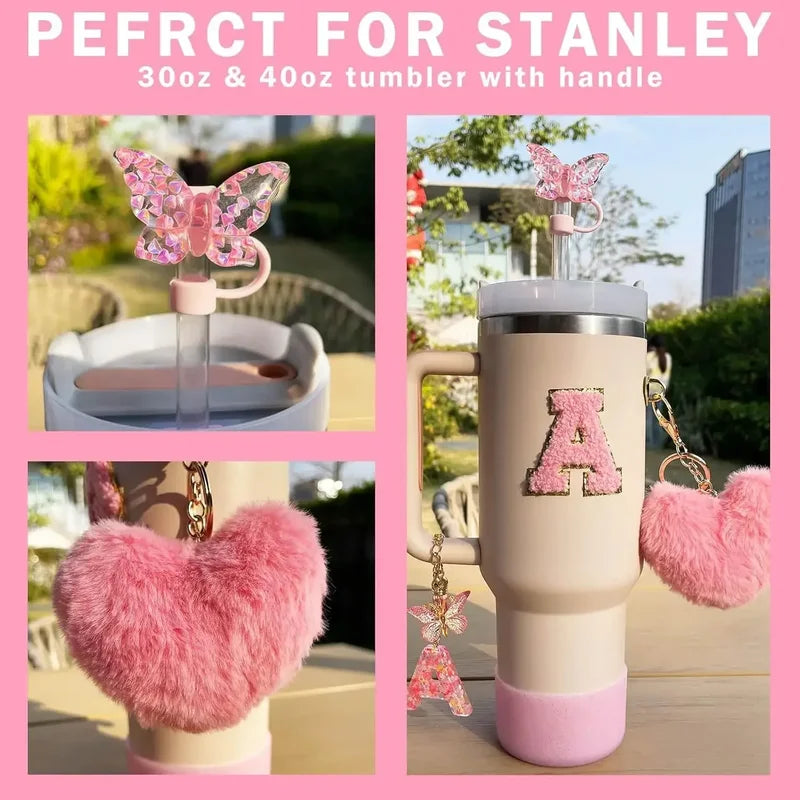 9PCS Cup Accessory Set for Stanley 30oz 40oz - Silicone Cover, Straw, Charm, Stickers