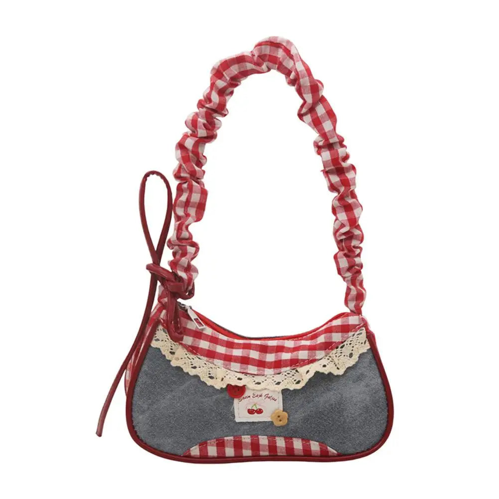 Women’s Shoulder Bag with Lace Ribbon Strap, Daily Casual Handbag