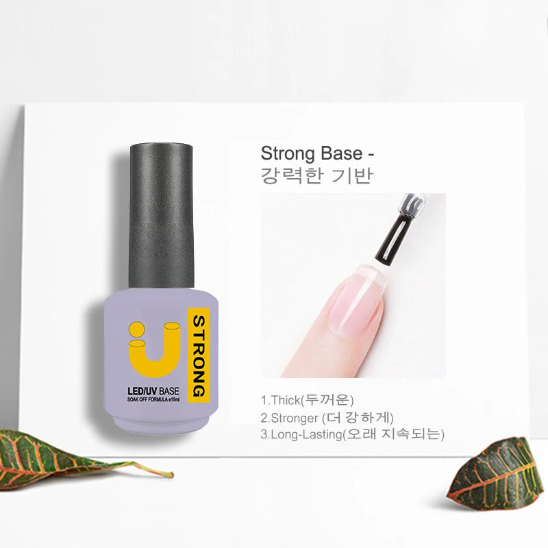 Rubber Base & Top Coat Gel Nail Polish Kit - 15ml Semi-Permanent for Manicure & Gel Varnish