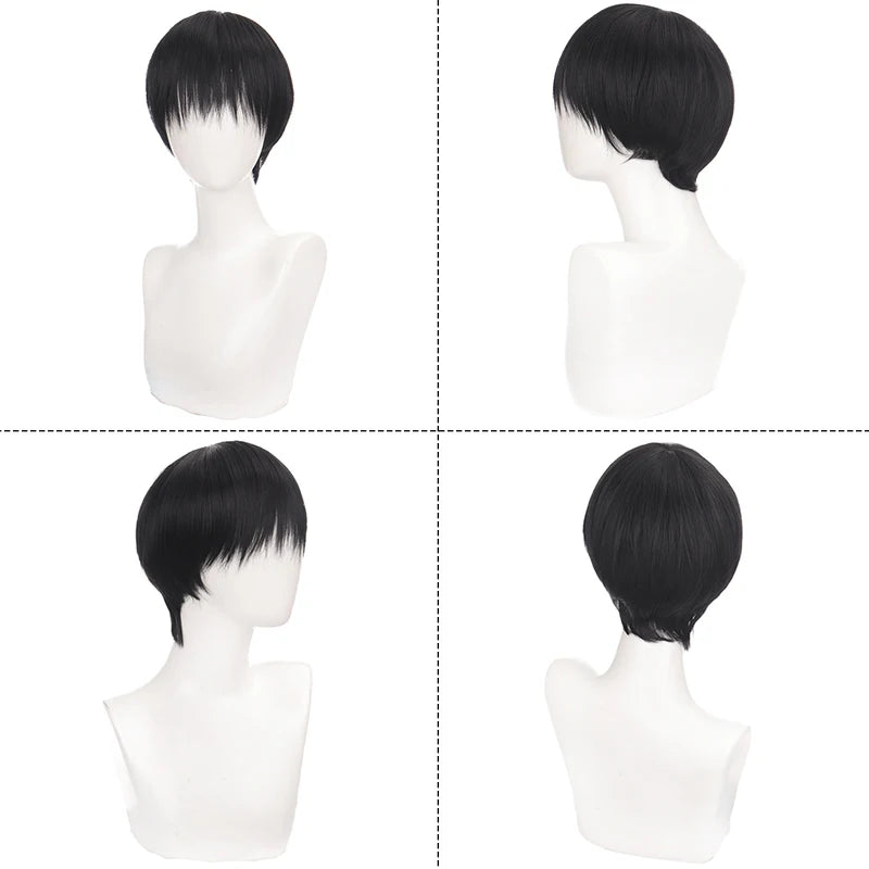 Short Curly Synthetic Men’s Wig - Natural Black, Heat-Resistant, Daily Wear