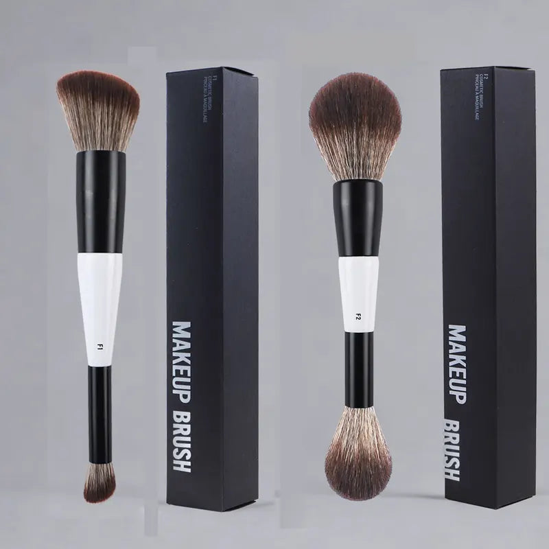 2pcs Set Double Ended Angled Foundation Makeup Brushes - Blush & Contour Tools