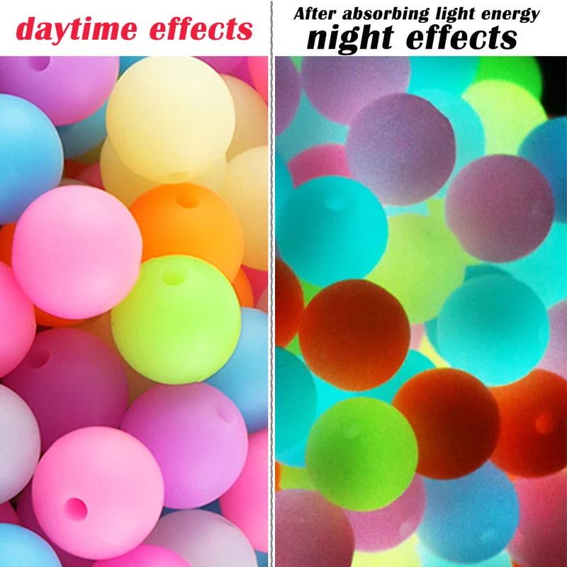 Glow In The Dark Silicone Beads 12/15MM Round Luminous Jewelry Making Supplies - 50Pcs