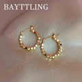 925 Sterling Silver Gold Circle Sparkling Clip-On Earrings for Women Jewelry Gift