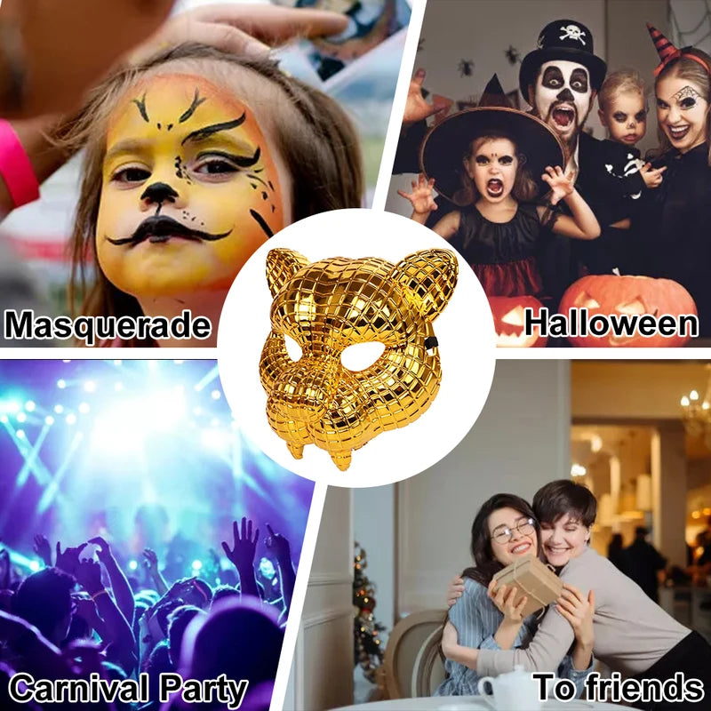 Golden Leopard Halloween Mask Animal Cosplay Costume Prop Party Mask