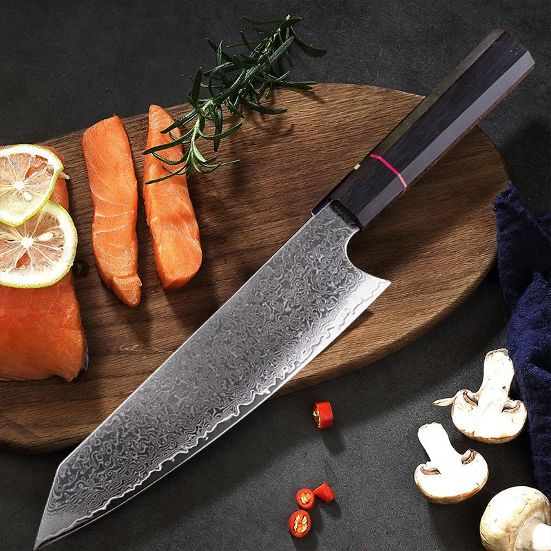 Damascus Steel Chef Knife Set - Professional VG10 Japanese Kitchen Knives for Food Preparation