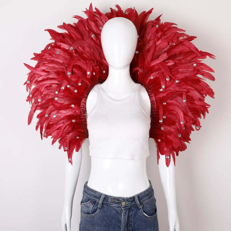 Elegant Women's Feather Shawl for Halloween Masquerade Party Cosplay Accessories
