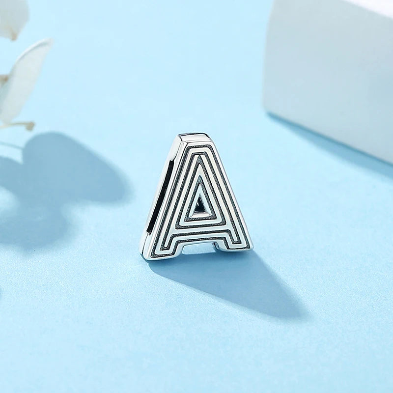 925 Sterling Silver Charm Beads Heart Butterfly Letters Fit Flat Bracelets - DIY Jewelry