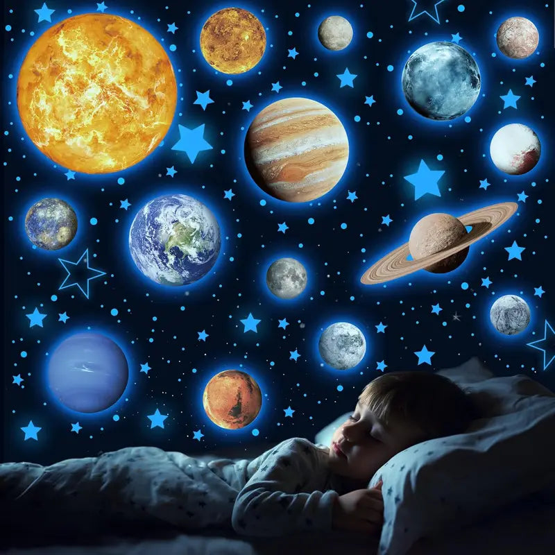757PCS Glow in The Dark Planet Wall Stickers for Kids Bedroom Ceiling Decor