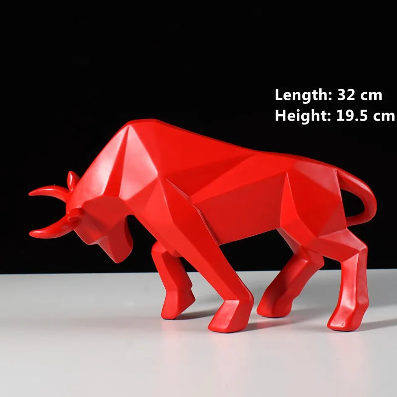 Abstract Bull Sculpture Geometric Ox Home Decor Office Wall Art Animal Ornament