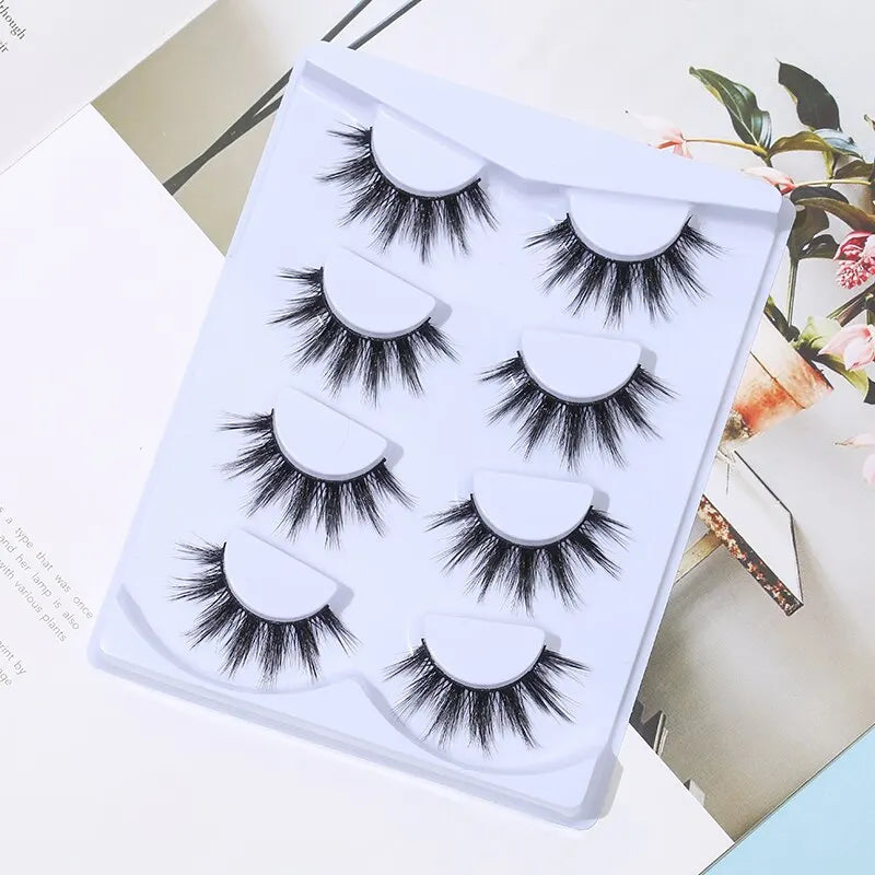 4 Pairs Thick Comic Style False Eyelashes for Dramatic Eye Makeup