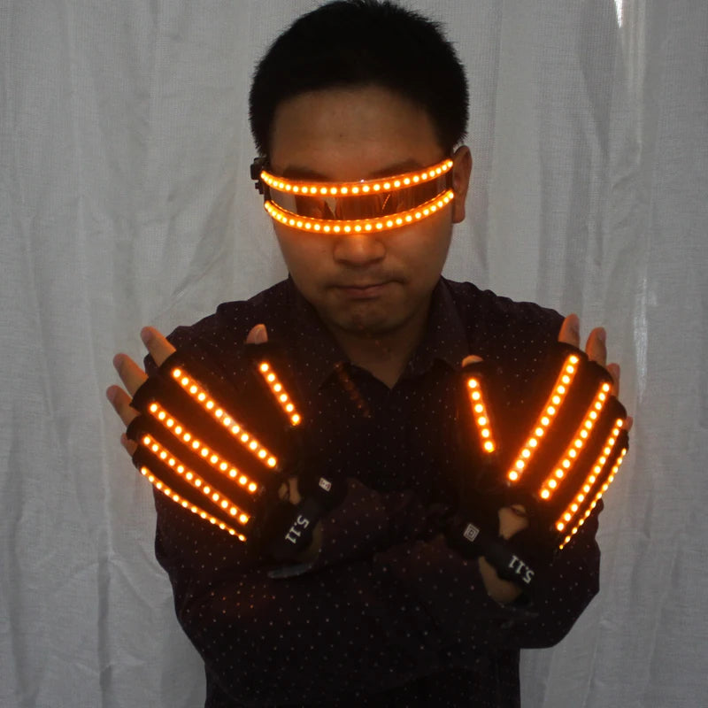 LED Glow Gloves Flashing Finger Lights for Parties Halloween Rave Light Gloves