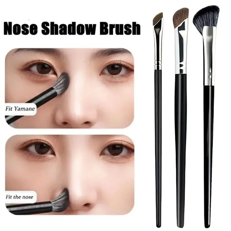 3Pcs Makeup Nose Brush Set - Contouring, Highlighting & Concealer Tools
