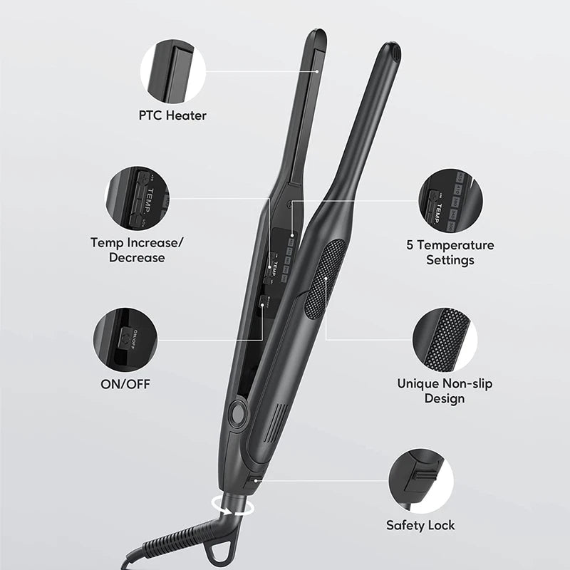 Professional Ceramic Coated Flat Iron for Short Hair & Beard Styling