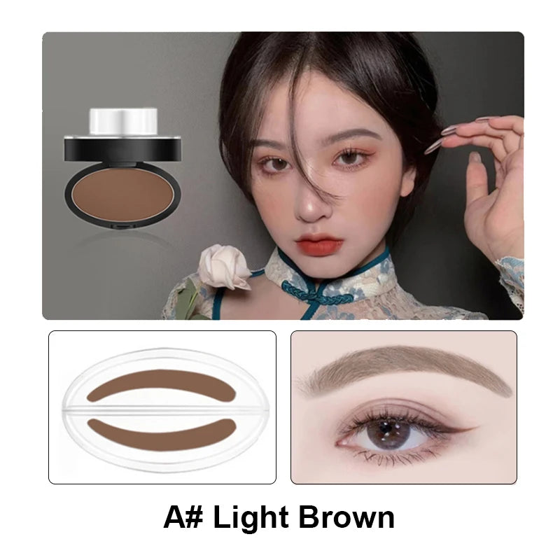 Eyebrow Powder Stamp Kit - Waterproof Eyebrow Stencil & Enhancer for Natural Look