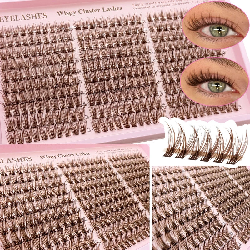 False Eyelash Clusters 5D Volume D Curl Spikes & Bottom Lash Attachments