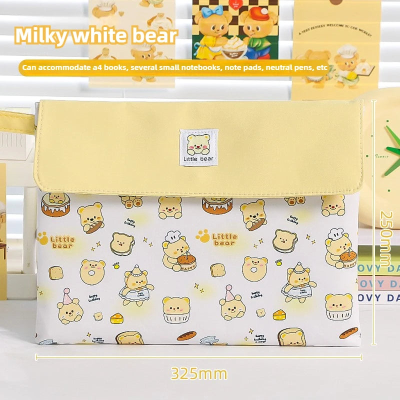 Large Capacity Student File Bag Stationery Organizer with Zipper & Double Layers