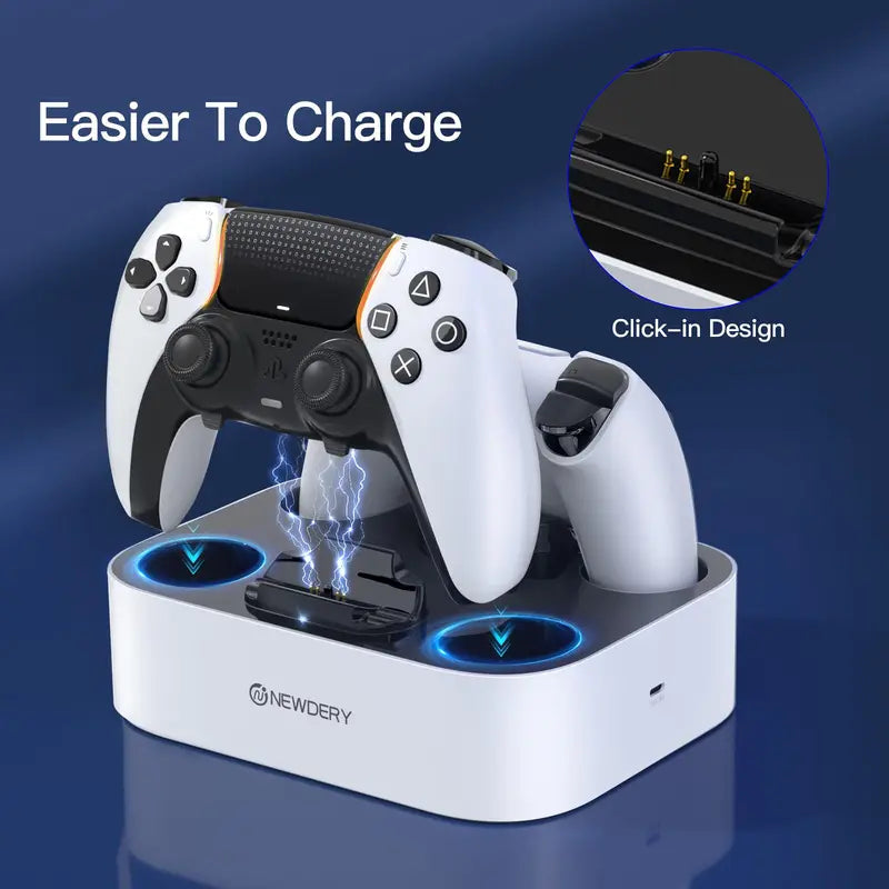 PS5 Controller Charger Station for DualSense & DualSense Edge - Fast Charging Dock with Cable