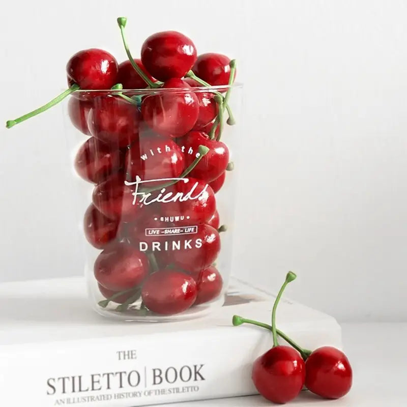 Artificial Cherry Decor Set - Lifelike Red & Black Faux Fruit for Home & Party