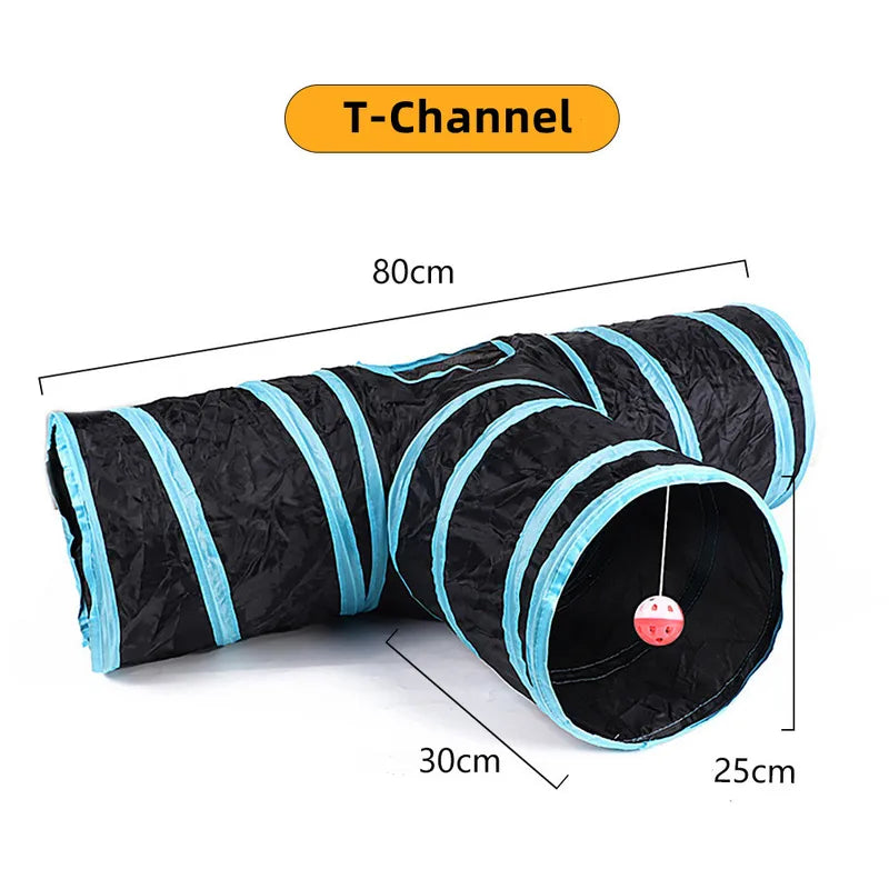 Foldable Cat Tunnel Play Toy - Breathable, Multi-Shape Indoor Pet Tunnel