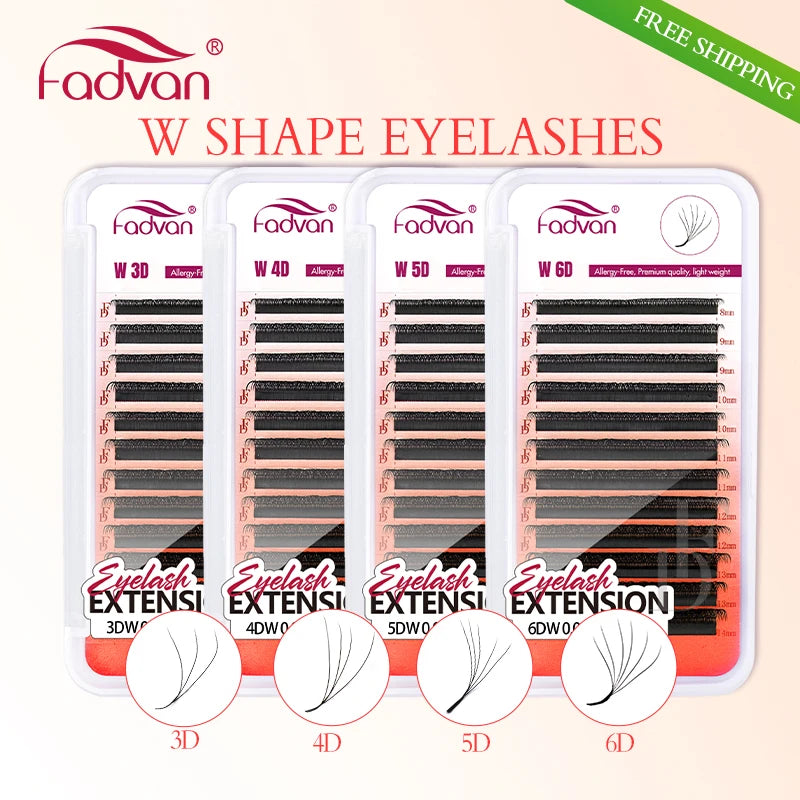 Premade 3D/4D/5D/6D W-Shape Eyelash Extensions Natural Soft Fake Lashes