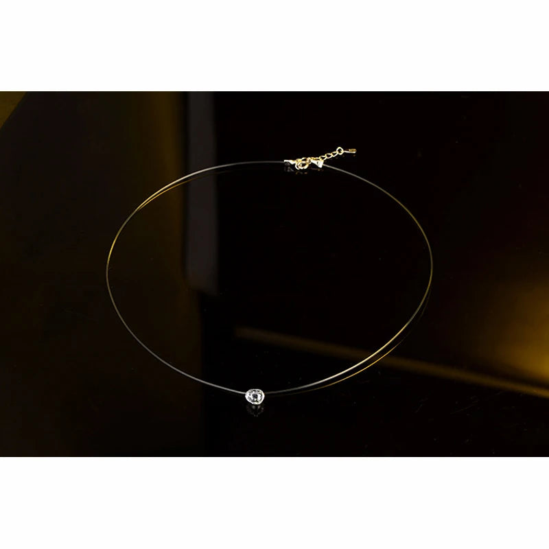 Sterling Silver Zircon Pendant Necklace for Women Short Fashion Chain