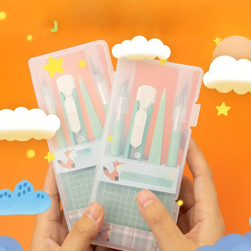 DIY Scrapbooking Tool Kit with Craft Knife Tweezers Cutting Pad