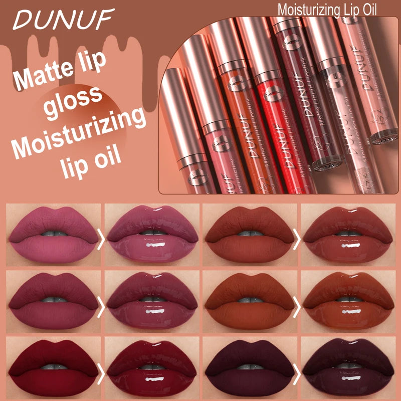 Liquid Lipstick Set 12 Colors Matte Velvet Lip Gloss Waterproof Moisturizing Lip Oil