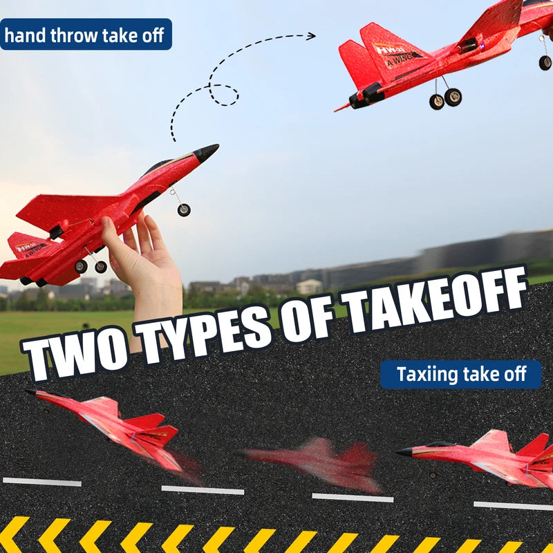 RC Fighter Jet Toy - Fixed-Wing Remote Control Plane with Gyroscope & Lightweight Foam