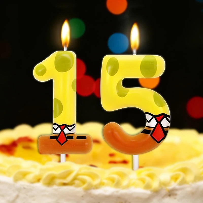 SpongeBob Birthday Candle Set for Cake Decoration - Cartoon Party Supplies