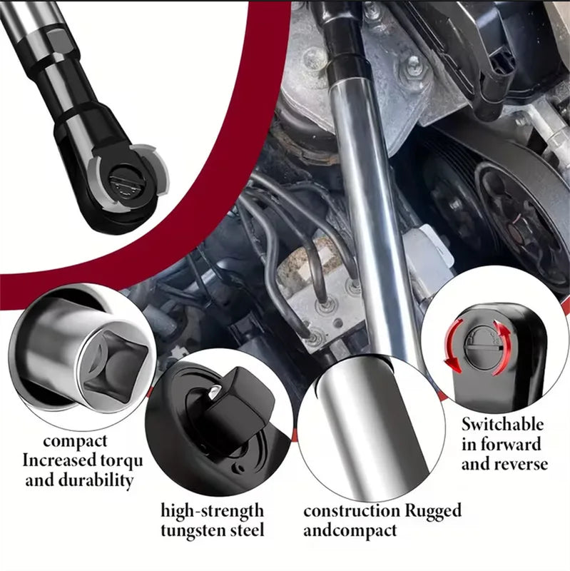 1/2-Inch Offset Extension Wrench with 3/8 & 1/4 Adapters for Tight Spaces - Impact Ratchet Extender