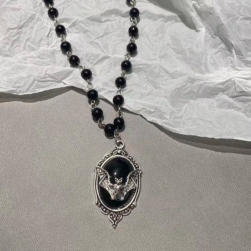 Halloween Gothic Bat Cross Pendant Necklace Y2K Punk Dark Jewelry Gift