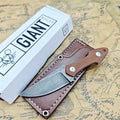 Fixed Blade Camping & Hunting Knife with Leather Sheath, Satin Drop Point Blade, 16.3cm