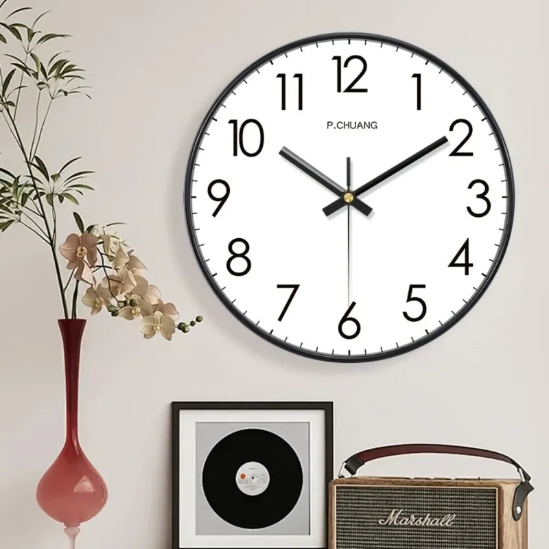 Silent Wall Clock with Large Digital Quartz Display for Living Room Bedroom Office