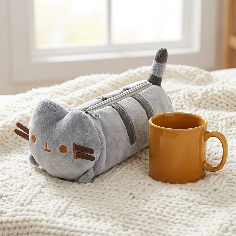 Large Capacity Cat Cosmetic Pouch - Pusheen Style Makeup & Stationery Bag for Teens & Travel