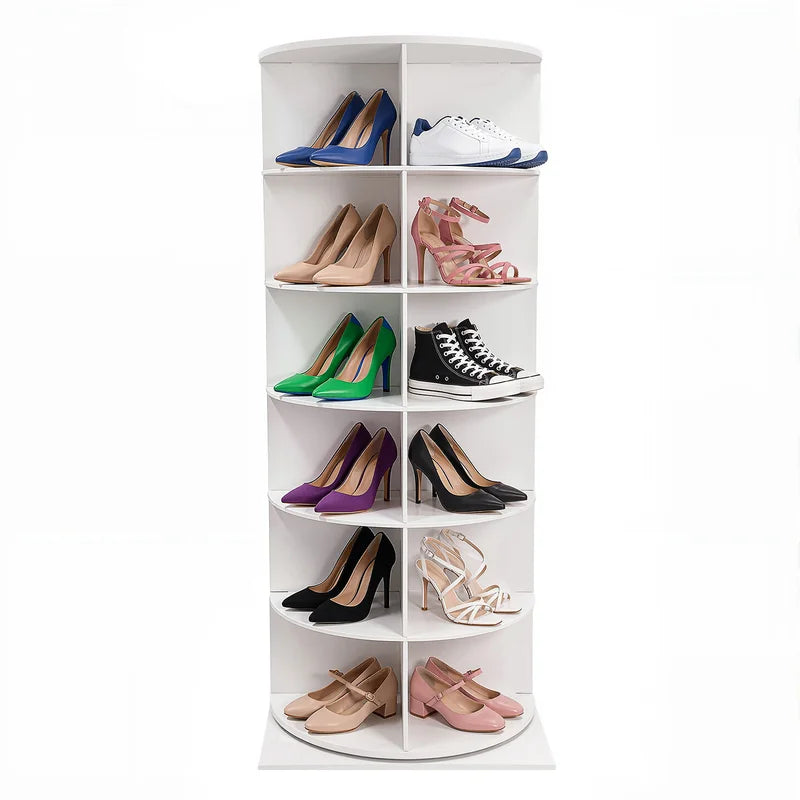 360° Rotating Shoe Rack 6-Tier Large Capacity Floor Organizer for Entryway