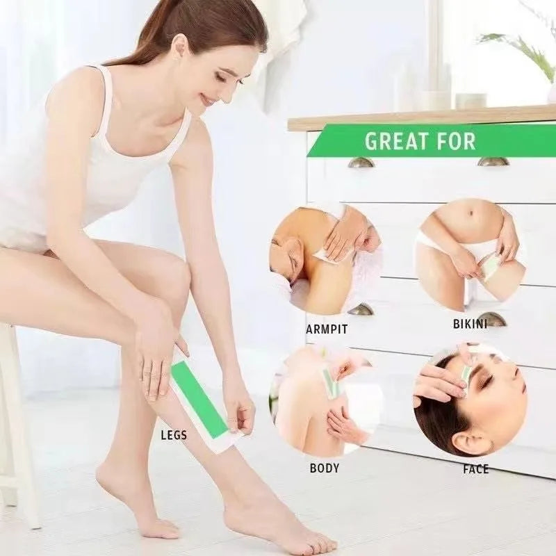 Cold Wax Strips for Body Hair Removal - 10 Pieces / 20 Sides, Gentle & Safe