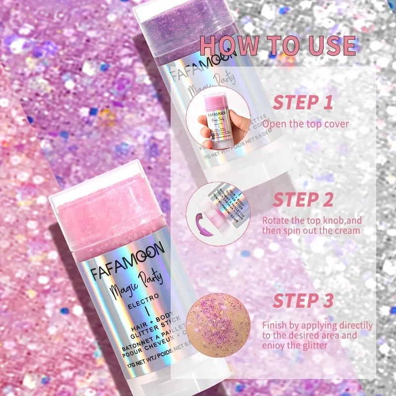Body Glitter Stick for Face & Body - Holographic Mermaid Face Glitter Rave Festival