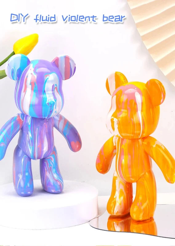 DIY Fluid Bear Sculpture Kit - Handmade Vinyl Bear Figurine for Home & Kids