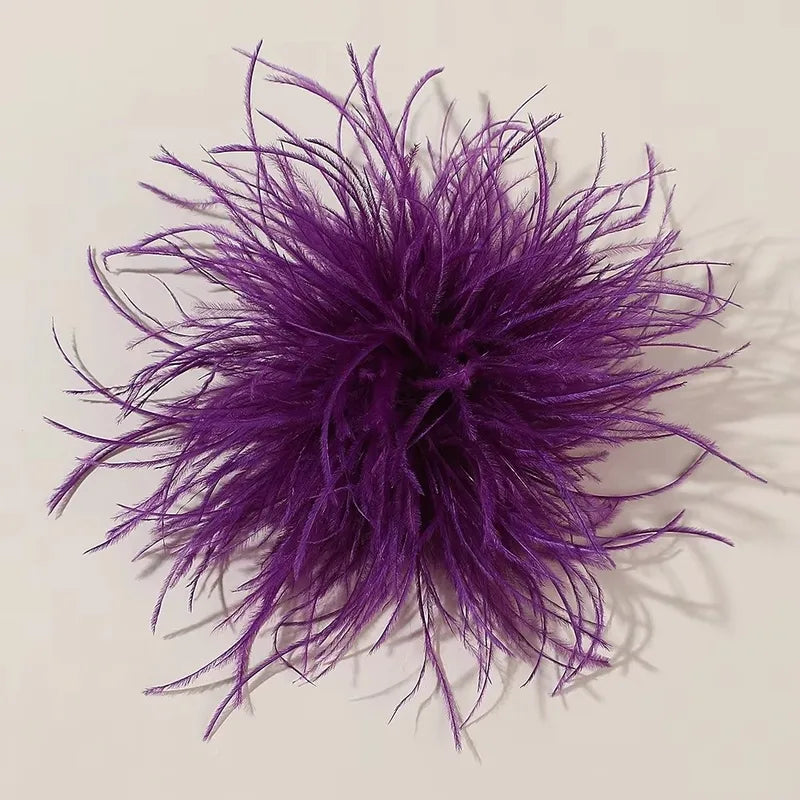 Large Ostrich Feather Brooch 8-10cm Handmade Artificial Feather Jewelry