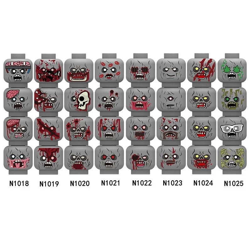 Zombie Skeleton Monster Face Building Blocks Toy Set for Kids - Multiple Colors
